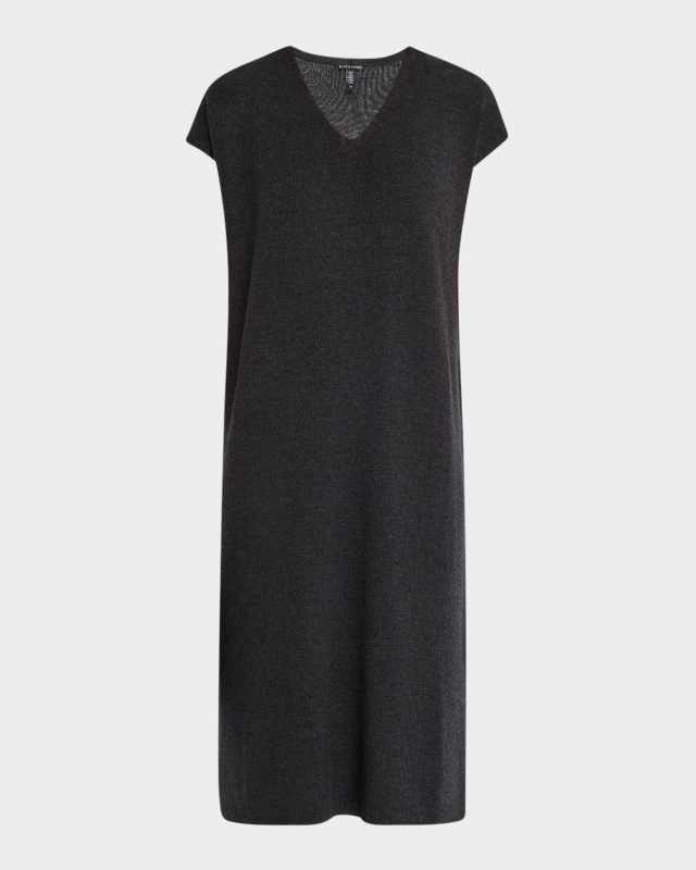 Ribbed Merino Wool Midi Dress