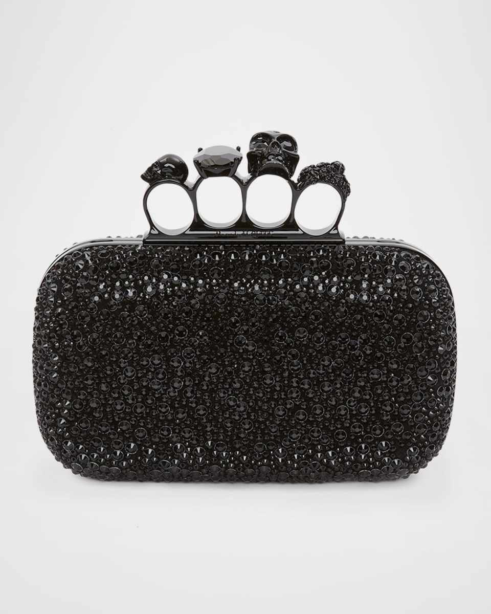 Skull Four-Ring Spike Crystal Clutch Bag