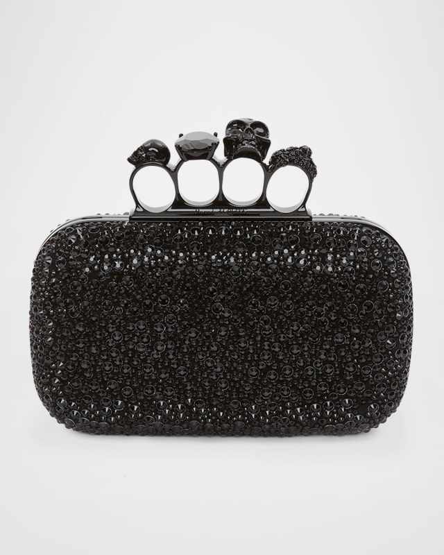 Skull Four-Ring Spike Crystal Clutch Bag