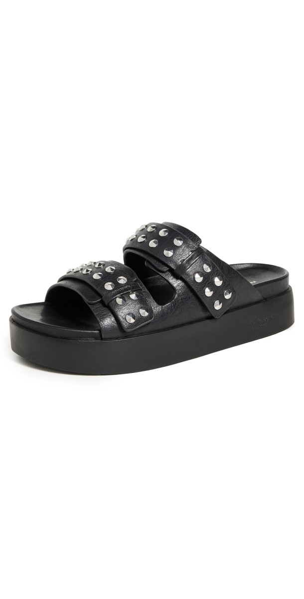 rag & bone Geo Stud Slides Black