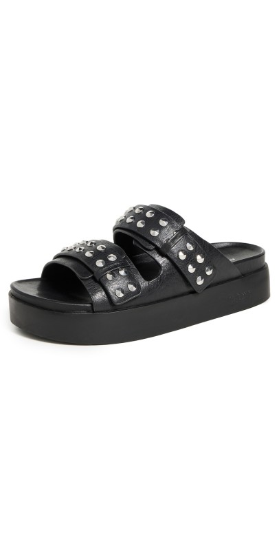 rag & bone Geo Stud Slides Black