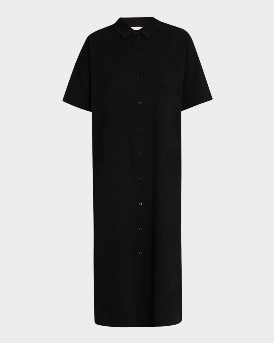 Organic Cotton Seersucker Midi Shirtdress