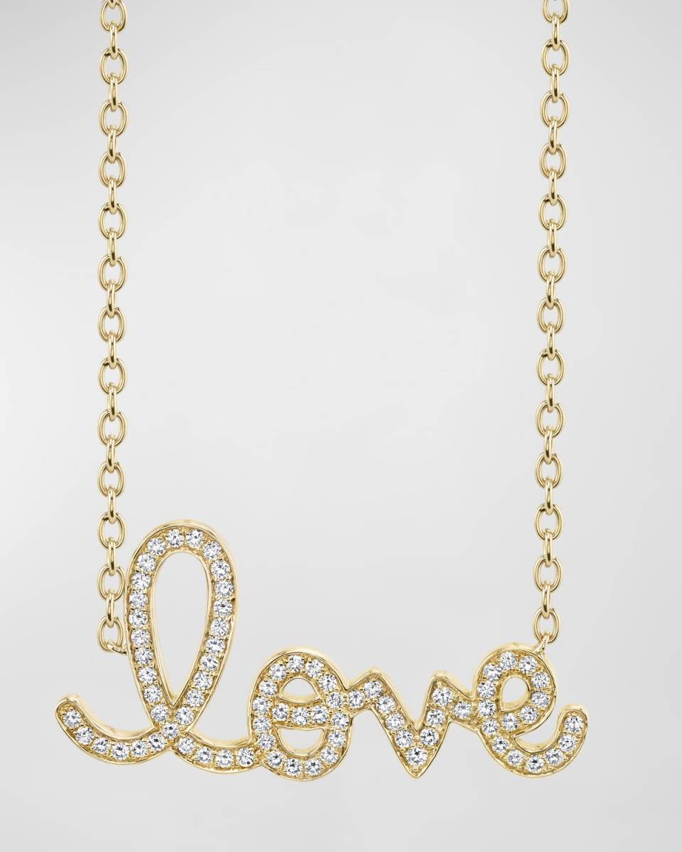 XL Diamond Love Necklace in 14K Yellow Gold