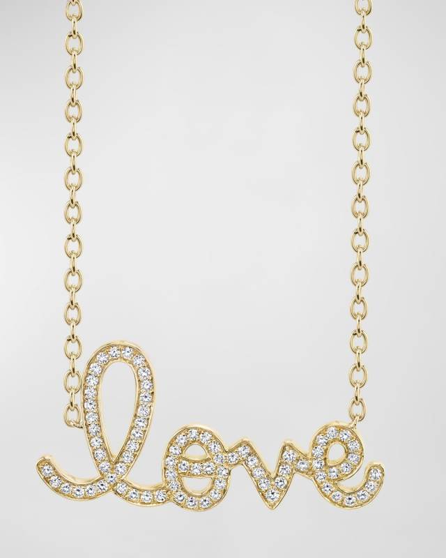 XL Diamond Love Necklace in 14K Yellow Gold