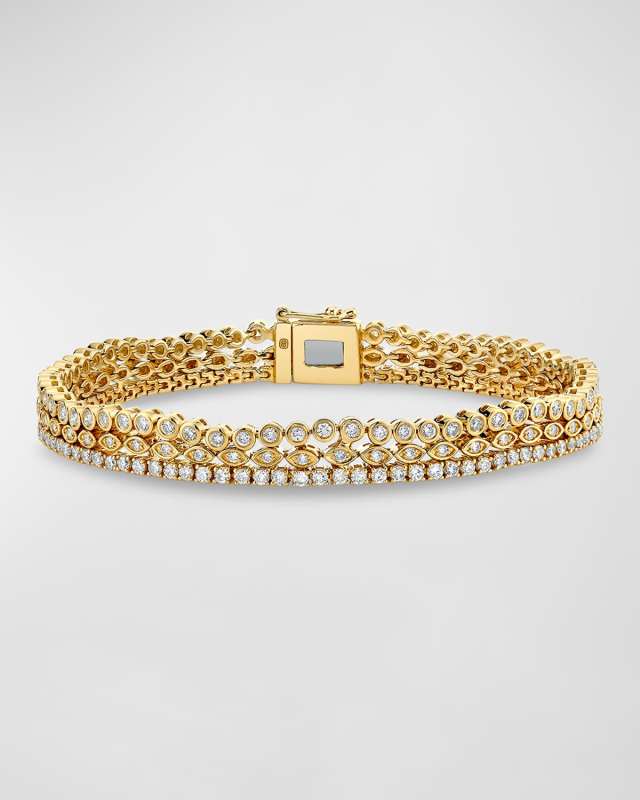 14K Gold and Diamond Trio Chain Bracelet