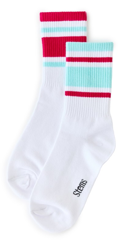 Stems Mix Matched Striped Socks Ivory/Pink/Violet