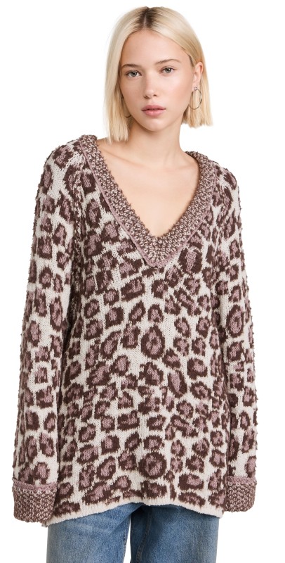 Free People Little Animal Pullover Grey Antler Combo