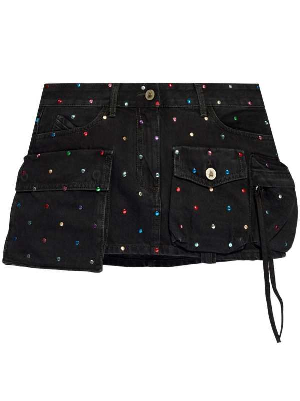 rhinestone-embellished denim skirt