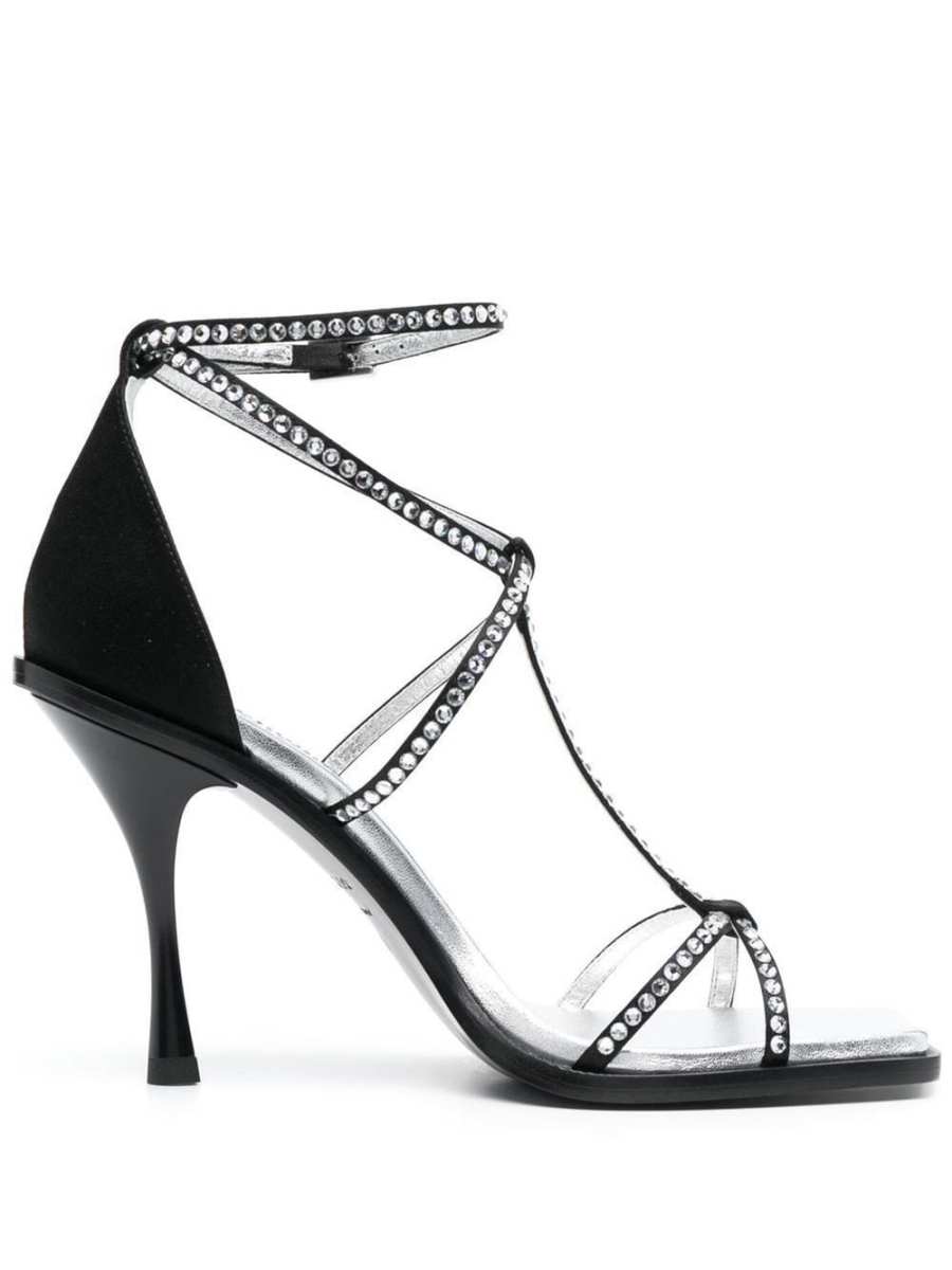 crystal-embellished square-toe sandals