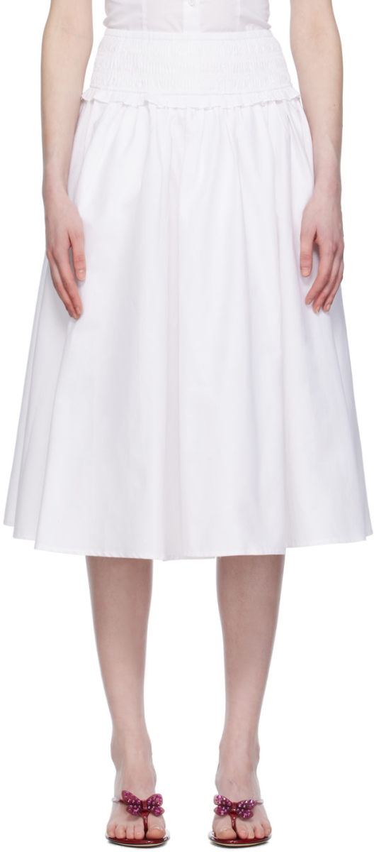 GUIZIO White Fontana Midi Skirt
