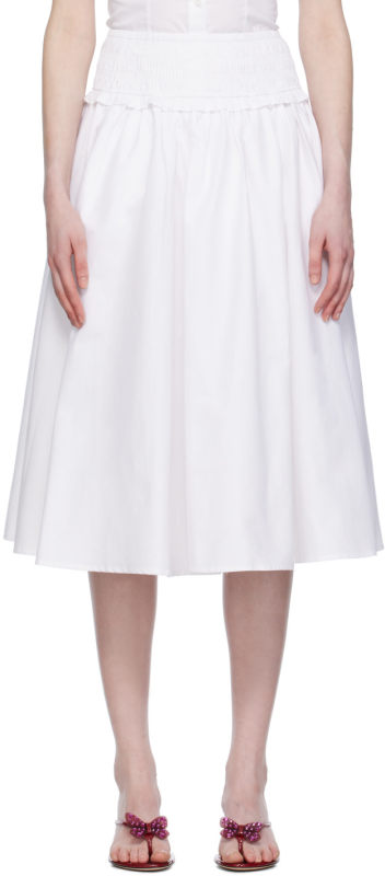 GUIZIO White Fontana Midi Skirt