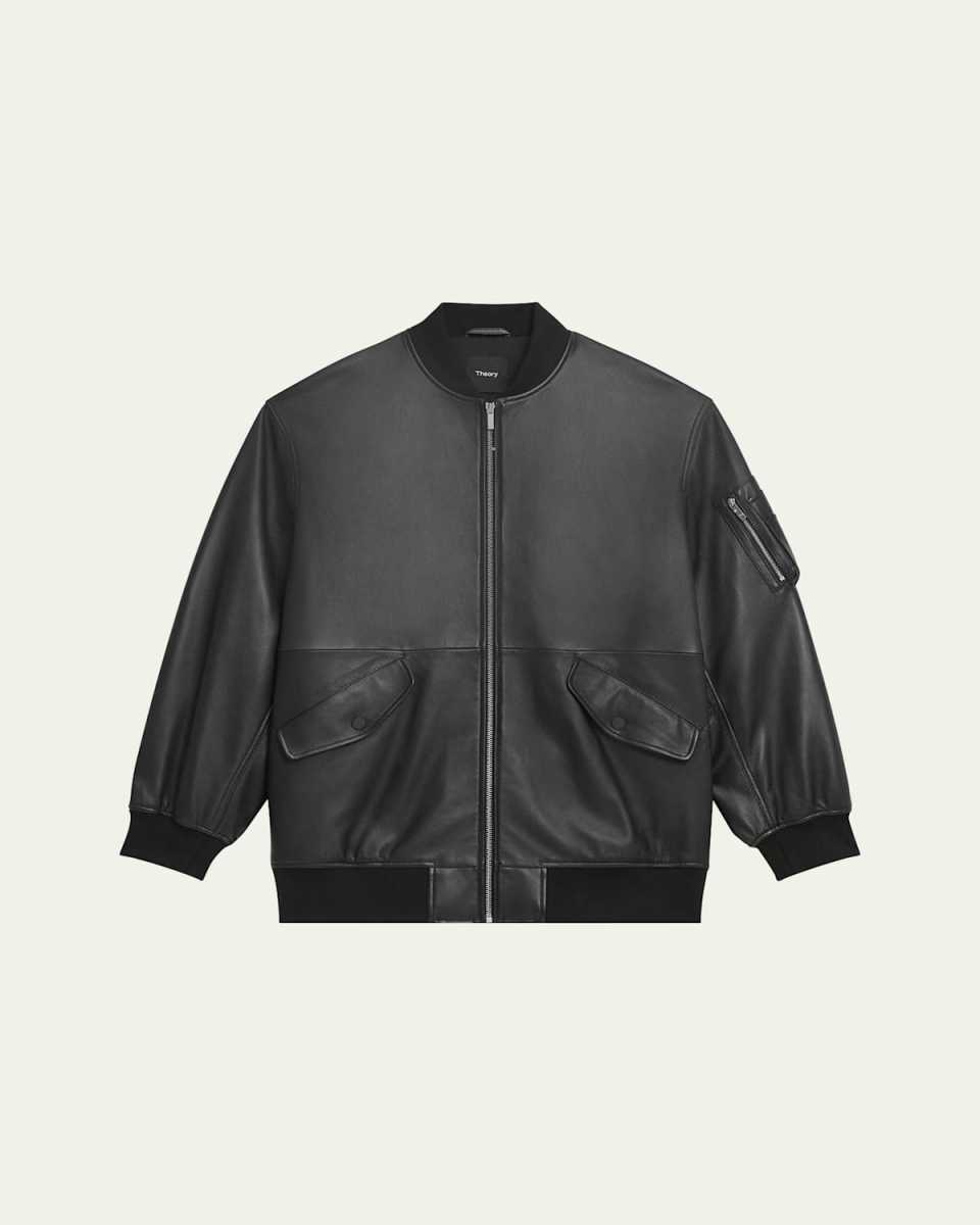 Relaxed Faux-Leather Flight Jacket