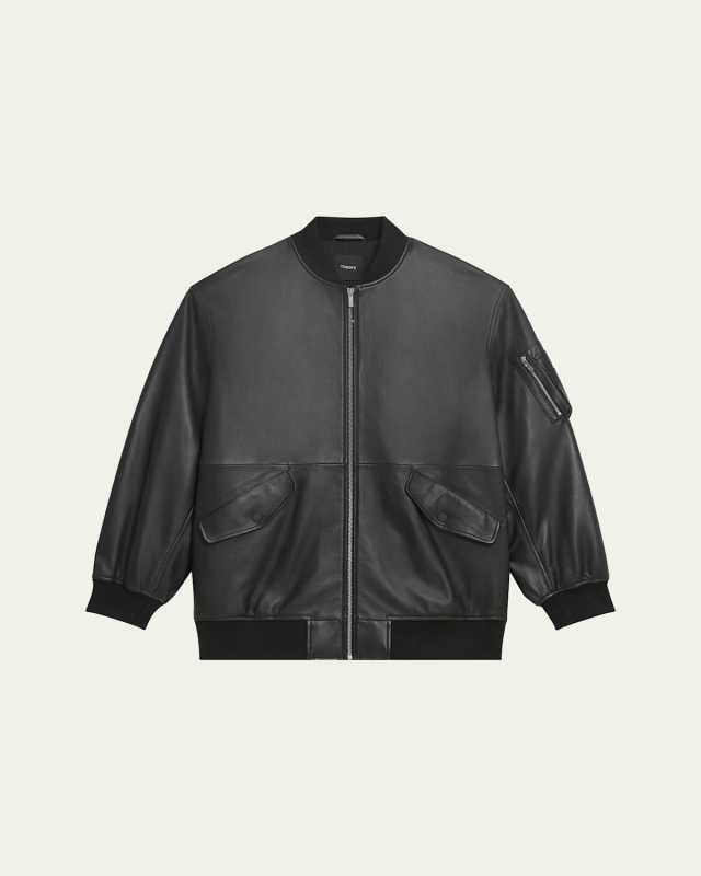 Relaxed Faux-Leather Flight Jacket