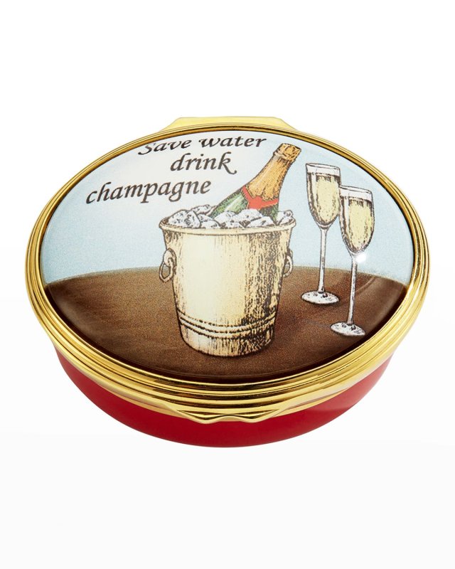 Save Water Drink Champagne Enamel Box
