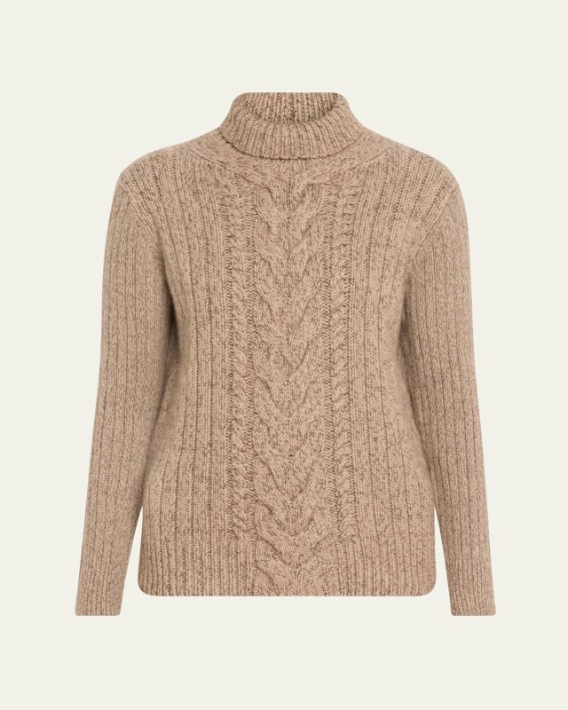 Cashmere Cable-Knit Turtleneck Sweater