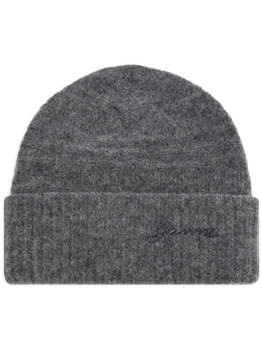 logo-embroidered knitted bea