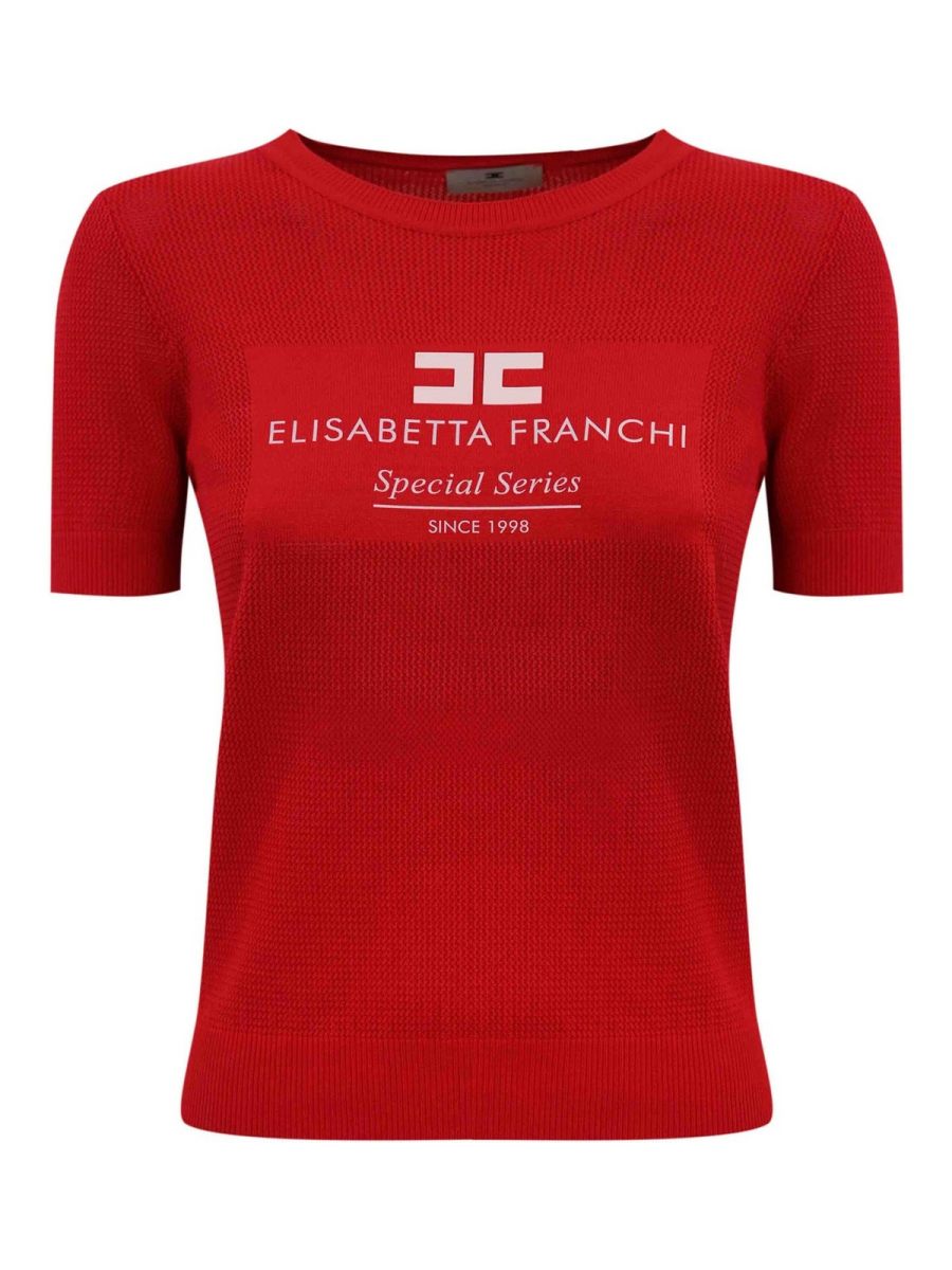 Elisabetta Franchi Pull Col Rond - Rouge