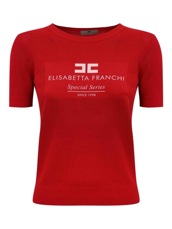 Elisabetta Franchi Pull Col Rond - Rouge