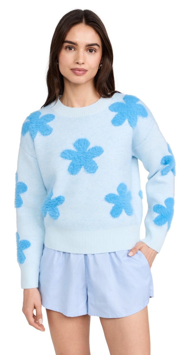 MINKPINK Daisy Fluffy Knit Sweater Light Blue