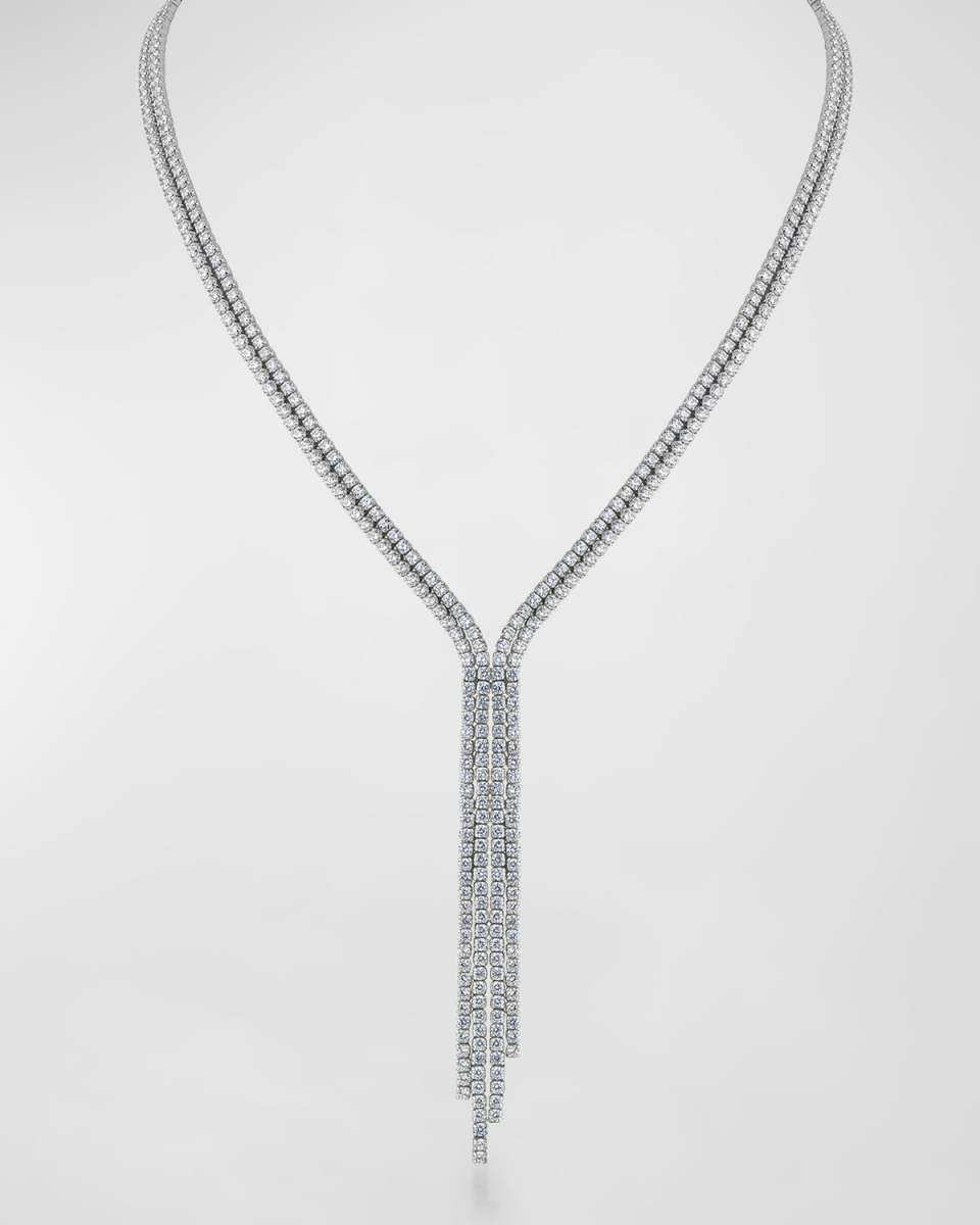 Round Cubic Zirconia Fringe Y Necklace