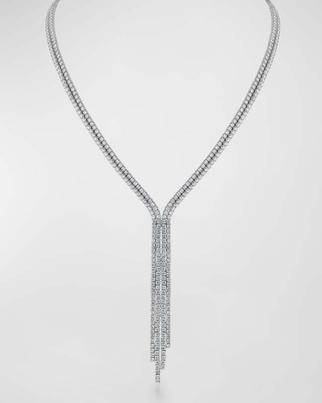 Round Cubic Zirconia Fringe Y Necklace