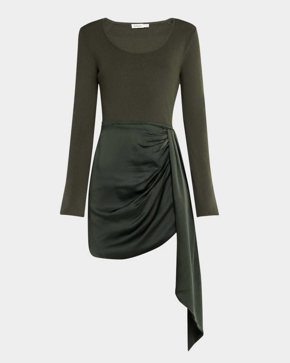 Springer Long-Sleeve Combo Wrap Dress
