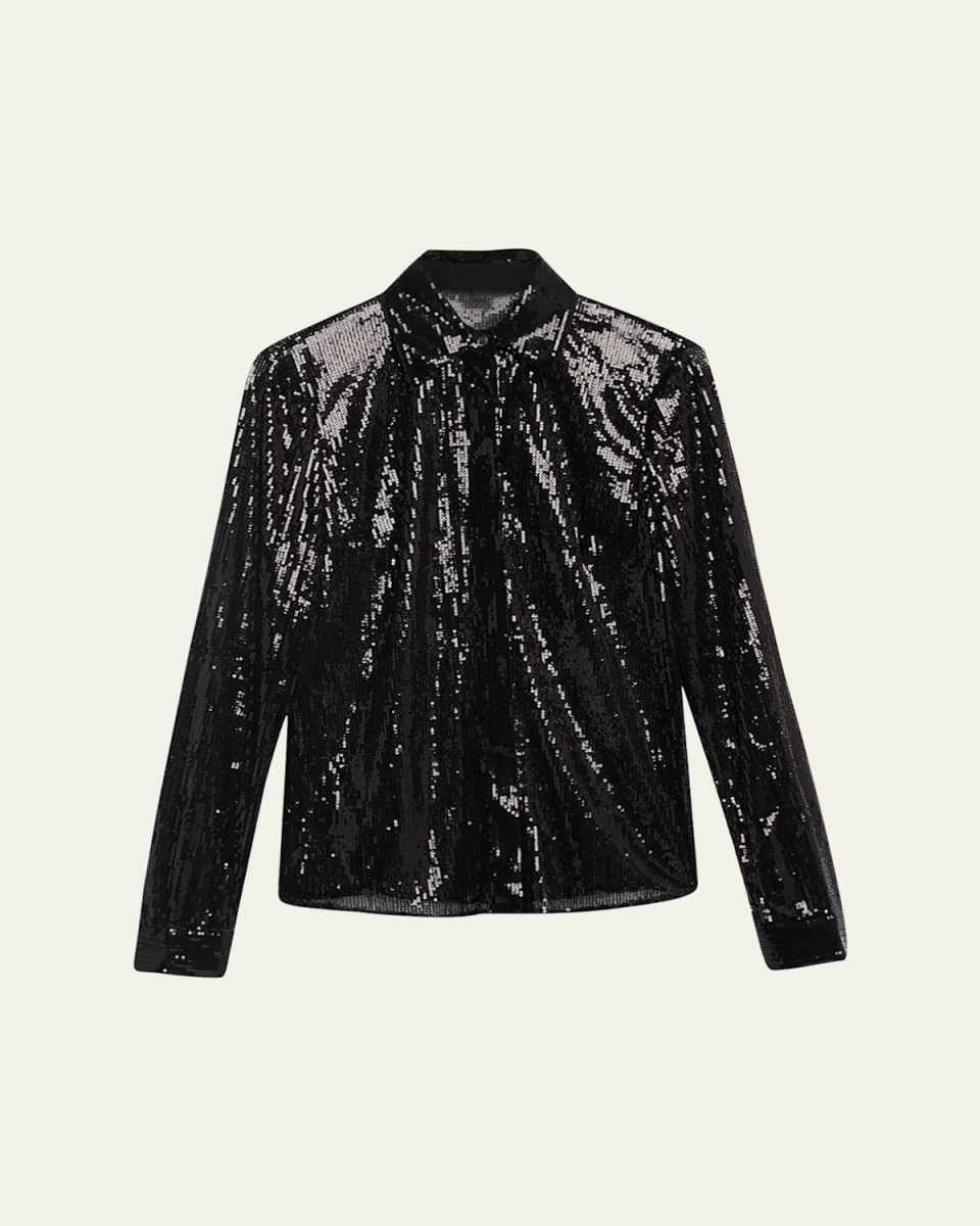 Hansen Sequin Sheer Collared Shirt