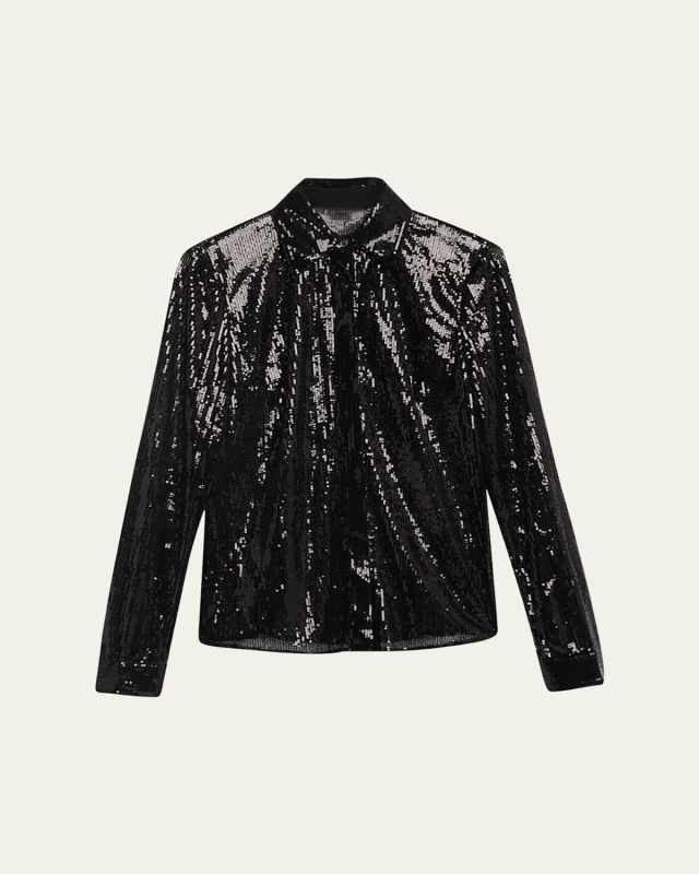 Hansen Sequin Sheer Collared Shirt