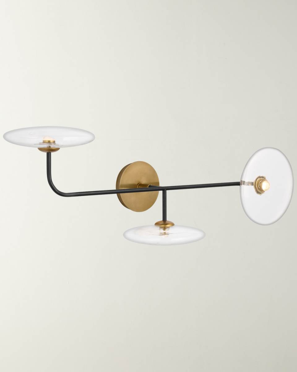 Calvino Large Arched Sconce In Aged Iron And Hand-Rubbed Antique Brass With Clear Glass By Ian K. Fowler