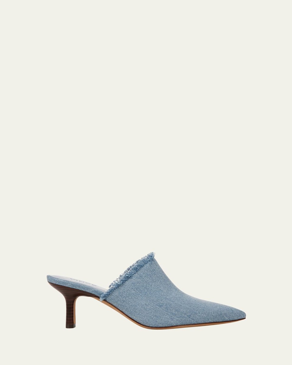 Penelope Frayed Denim Mules