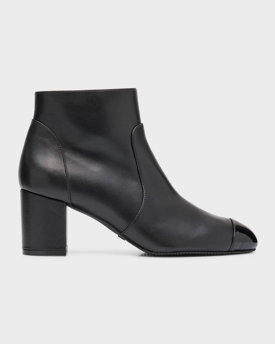 Yuliana Leather Cap-Toe Booties