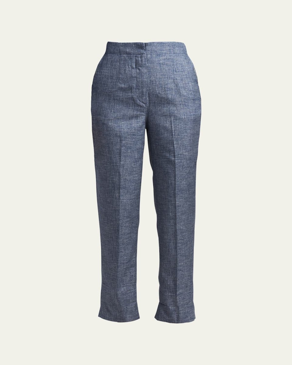 Denim-Effect Silk Pants