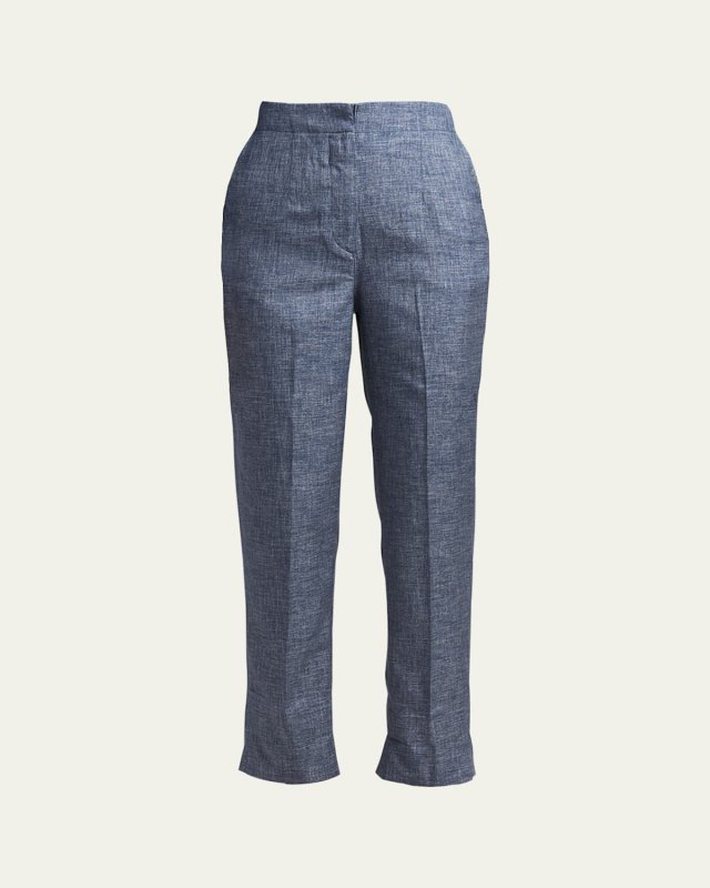 Denim-Effect Silk Pants