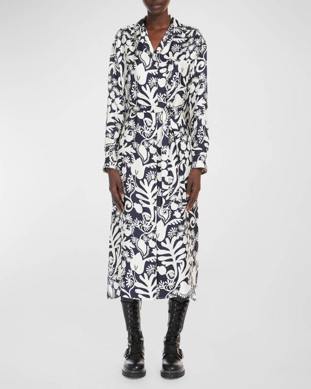 Gaia Floral-Print Midi Shirtdress