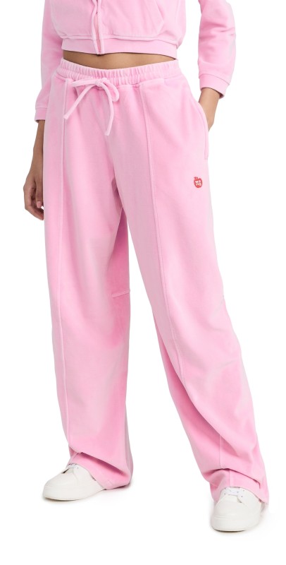 Alexander Wang Articulated Pull On Track Pants with Apple Logo Washed Candy Pink