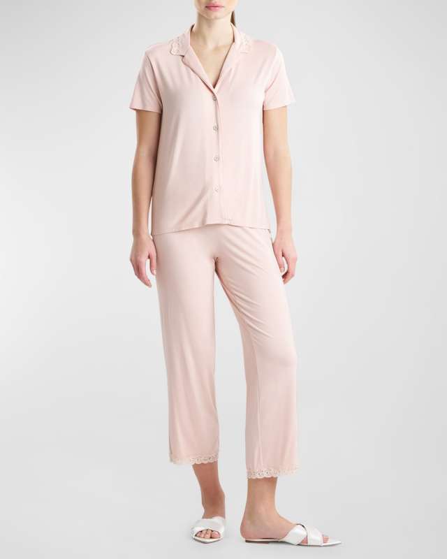 Feathers Essentials Lace-Trim Jersey Pajama Set
