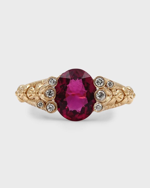 Rubelite and Diamond Ring