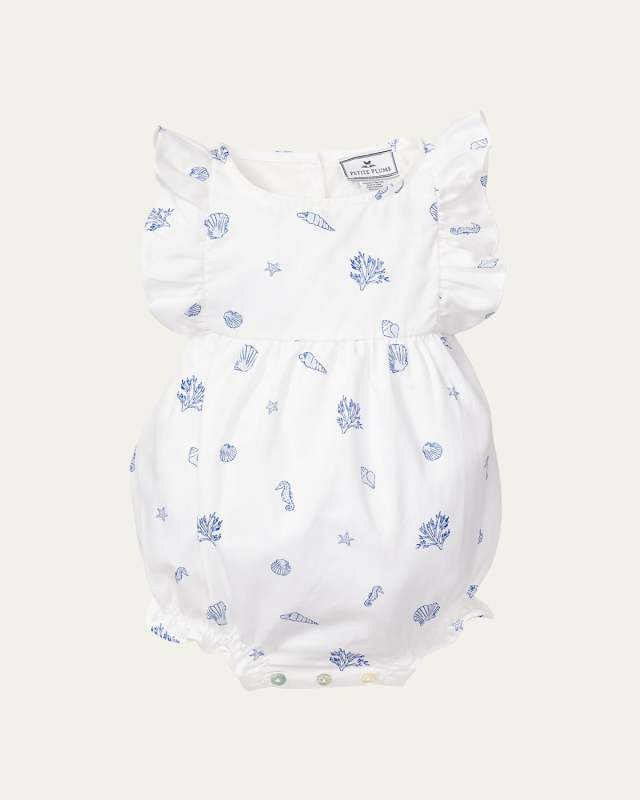 Girl's Suffolk Seashells Bubble Romper, Size Newborn-24M