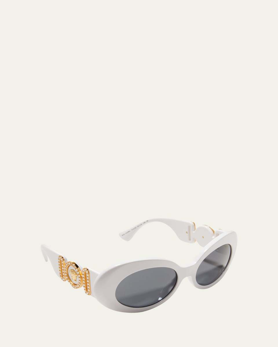 Medusa Embellished Oval Acetate Sunglasses