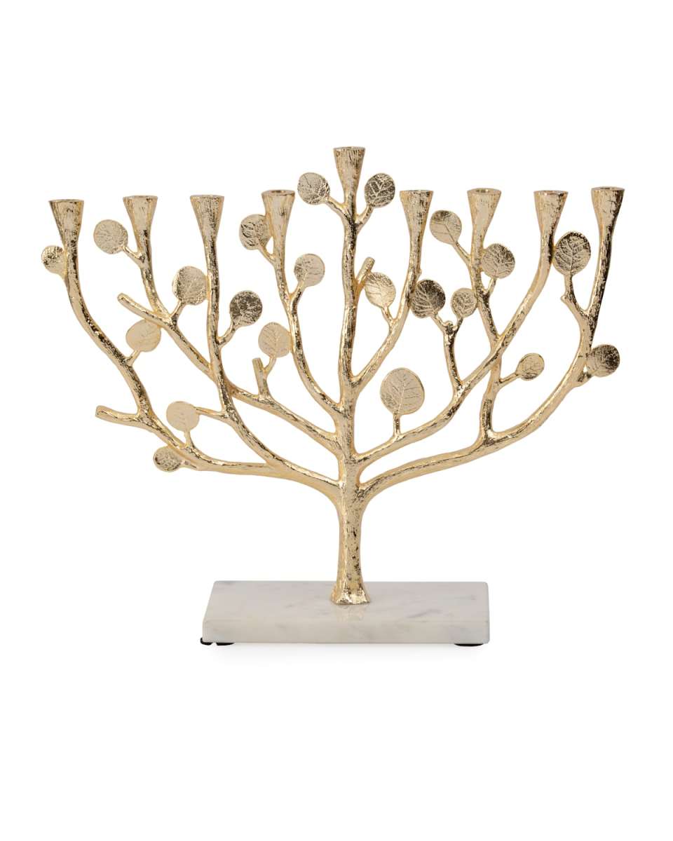 Botanical Leaf Gold Menorah