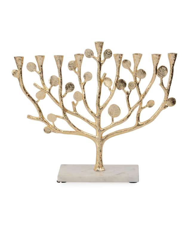 Botanical Leaf Gold Menorah