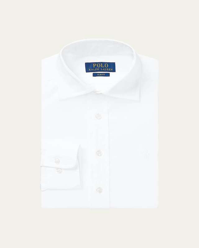 Boy's Poplin Embroidered Dress Shirt, Size 8-18