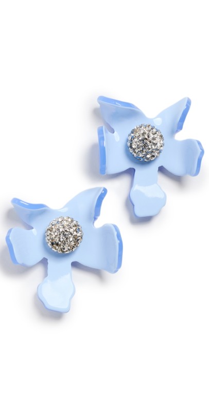 Lele Sadoughi Crystal Lily Button Earrings Lake Blu