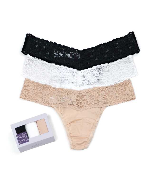 Three-Pack Low-Rise Organic Cotton Thongs