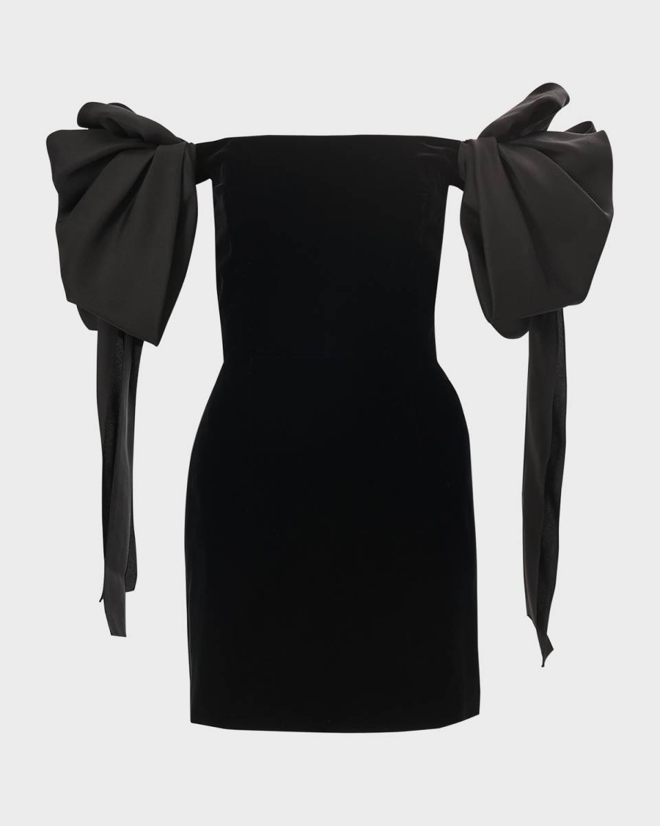 Bow Off-The-Shoulder Mini Dress