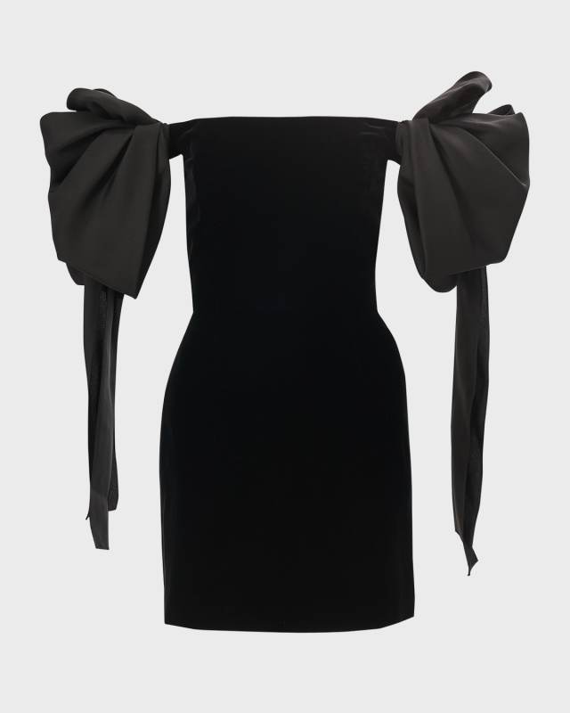 Bow Off-The-Shoulder Mini Dress