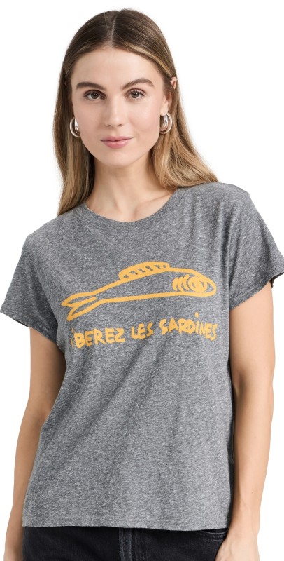 Clare V. Classic Tee Grey w/ Marigold
