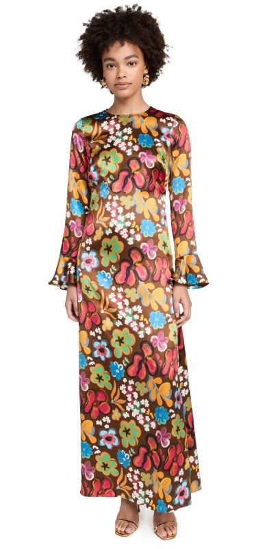 Lingua Franca Anja Maxi Dress Brown Multi