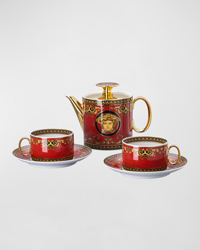 Medusa Red Modern 5-Piece Tea Set