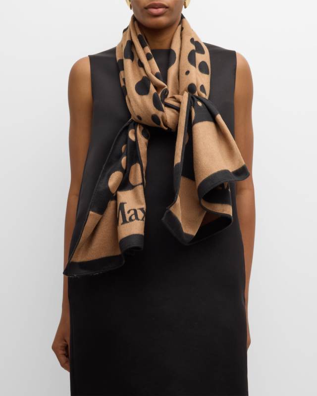 Maesta Polka-Dot Jacquard Knit Stole